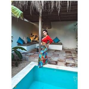 NEW LITTLE SECRET OF MINE women's crop top and trouser set in red